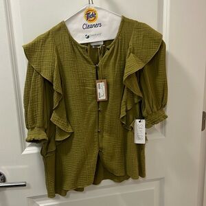 Saylor Alisha Blouse - Olive Size S NWT